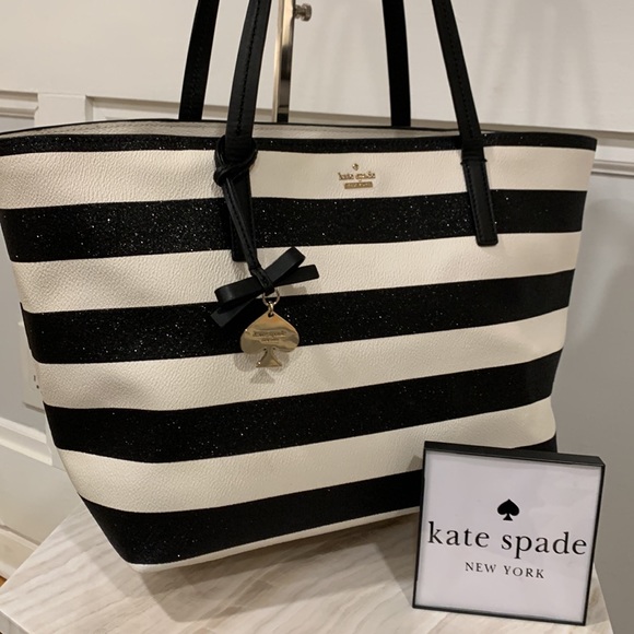 kate spade Handbags - Kate Spade Large Hawthorne Lane Glitter Stipe Tote Bag